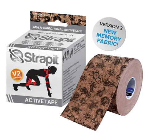 Afbeeldingen van Strapit ACTIVETAPE 5 cm x 5 m – Beige/Zwart