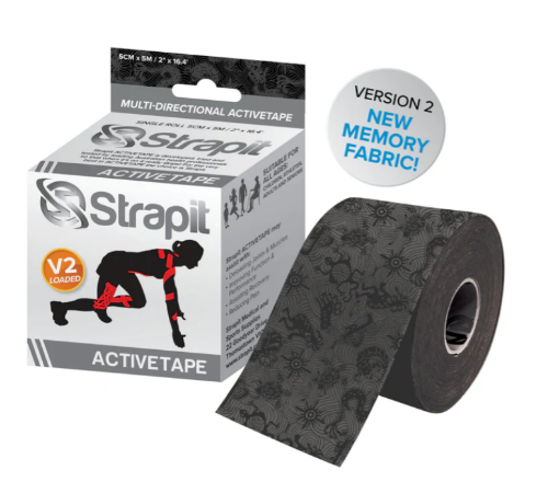 Afbeeldingen van Strapit ACTIVETAPE 5 cm x 5 m – Grijs/Zwart