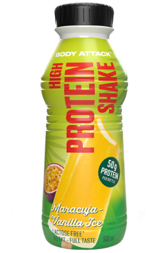 Afbeeldingen van Eiwitrijke shake 500 ml, Passievrucht en vanille-ijs – Body Attack
