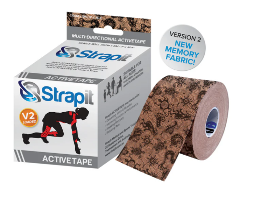 Afbeeldingen van Strapit ACTIVETAPE 7,5 cm x 5 m – Beige/Zwart