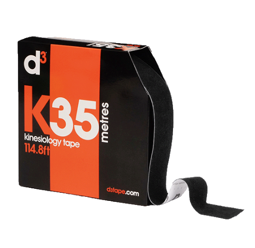 Afbeeldingen van K35 Kinesiologische Tape Zwart 5cm x 35m - d3Tape